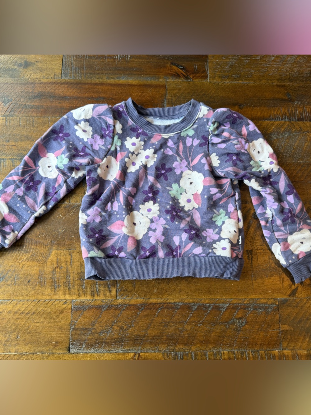 Little Sleepies Purple Floral Puff-Sleeve Sweatshirt